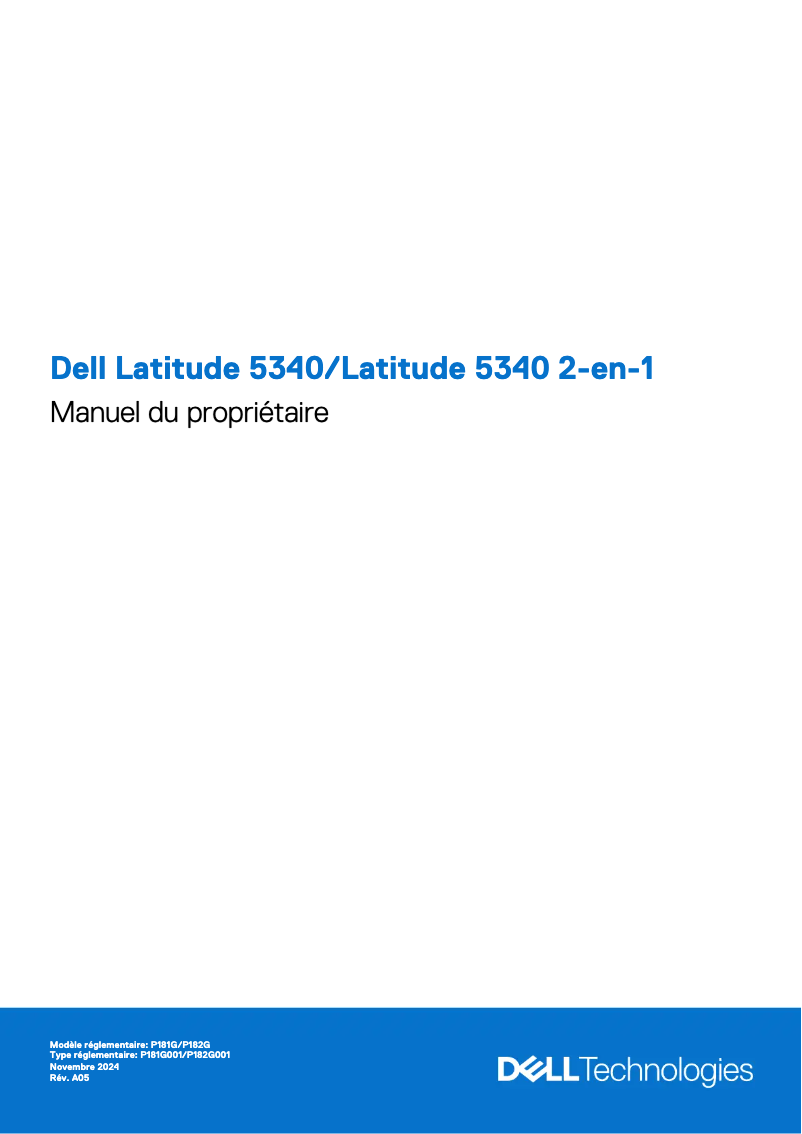 Page 1 de la notice Manuel utilisateur Dell Latitude 5340