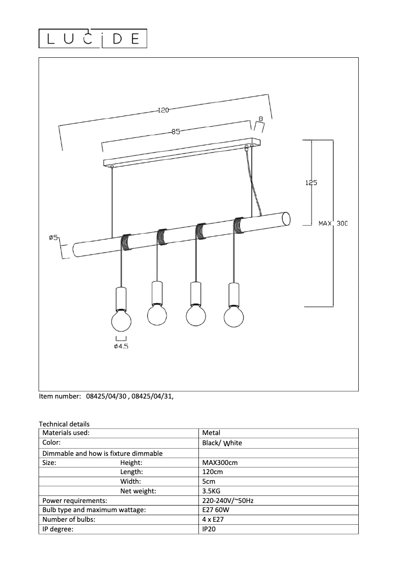 Page n°1 - Manuel utilisateur Lucide Jaime 08425/04/30