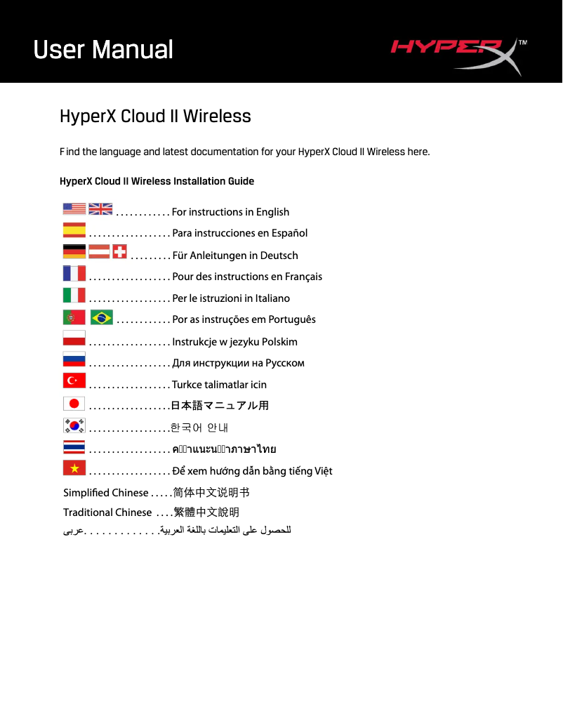 Page n°1 - Manuel utilisateur HyperX Cloud II