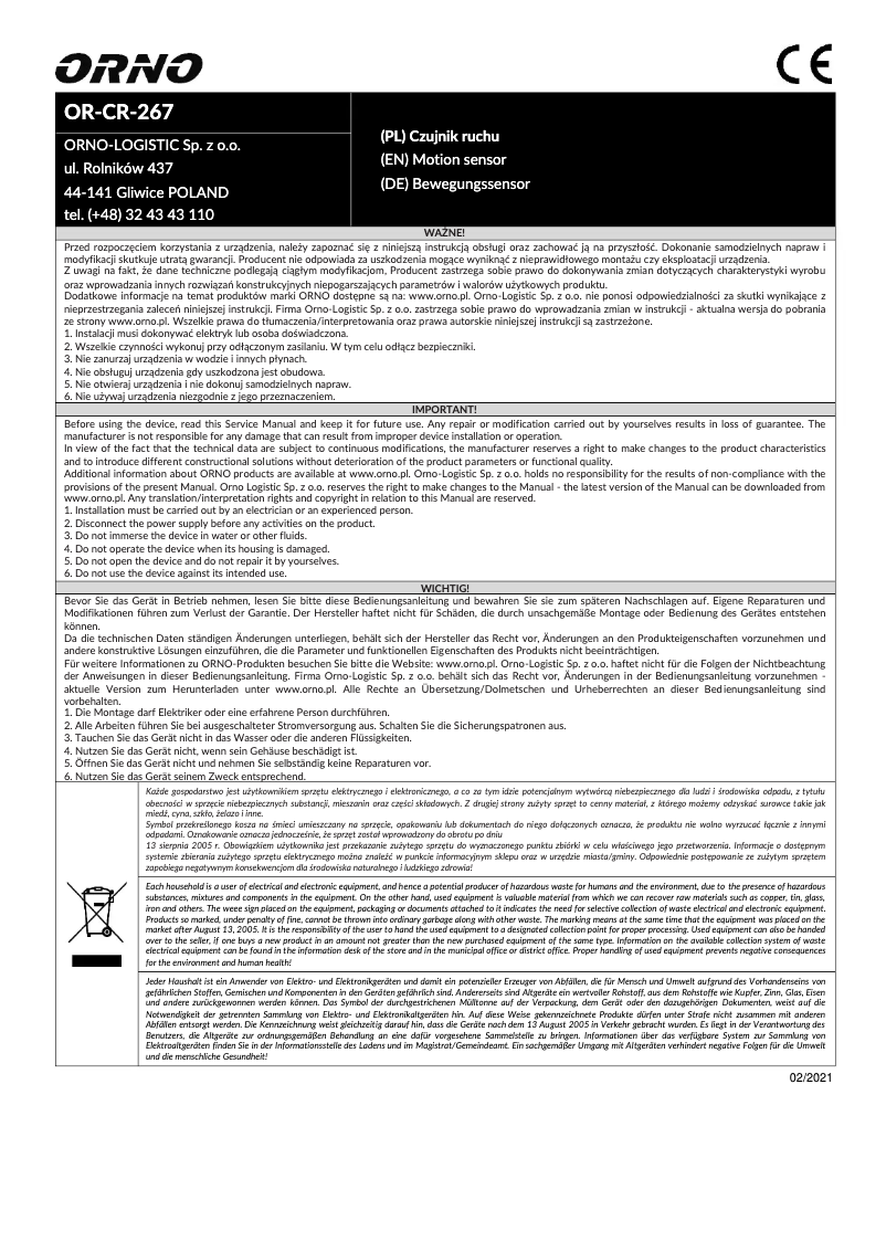 Página 1 del manual Manual de usuario ORNO OR-CR-267