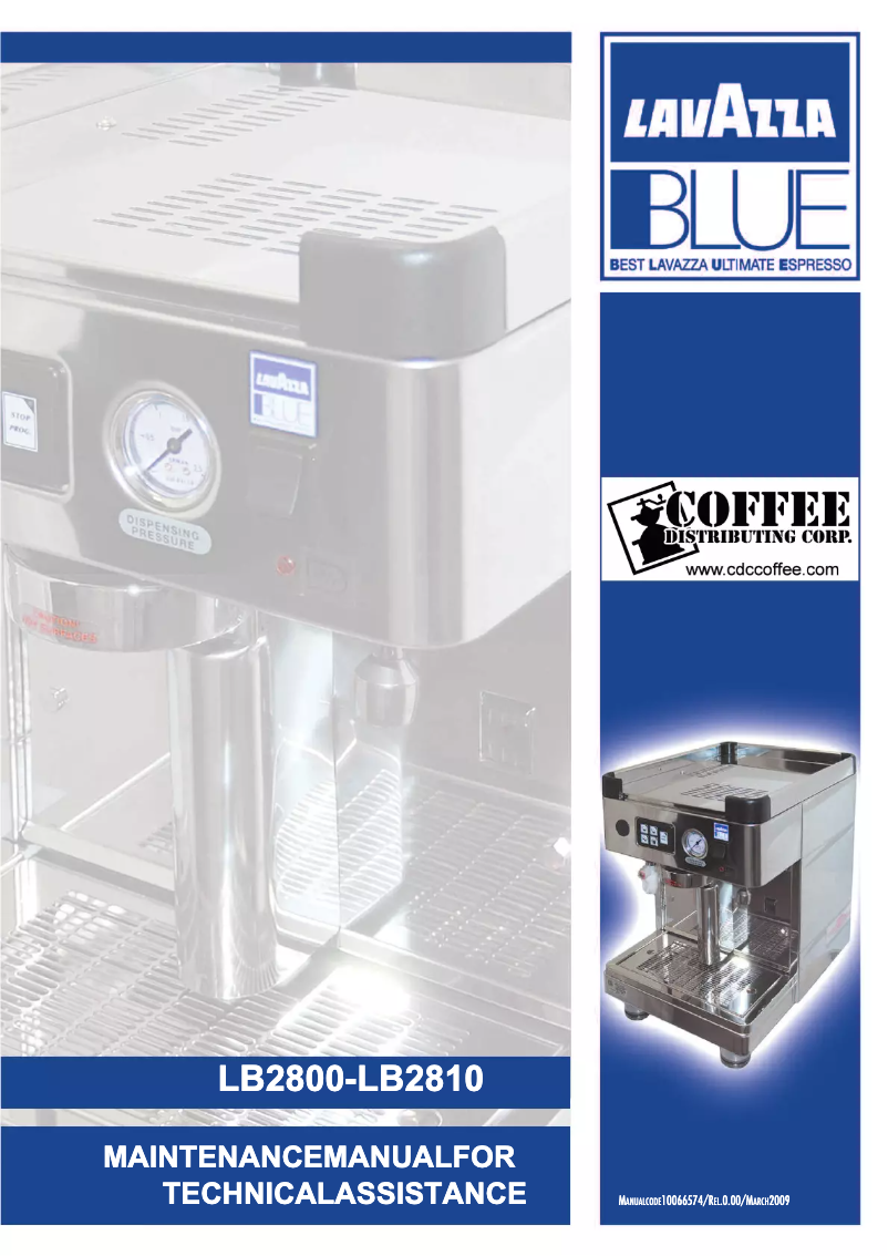 Page 1 de la notice Manuel utilisateur Lavazza LB 2800