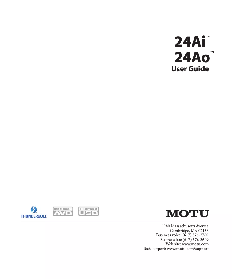 Page n°1 - Manuel utilisateur Motu 24Ai