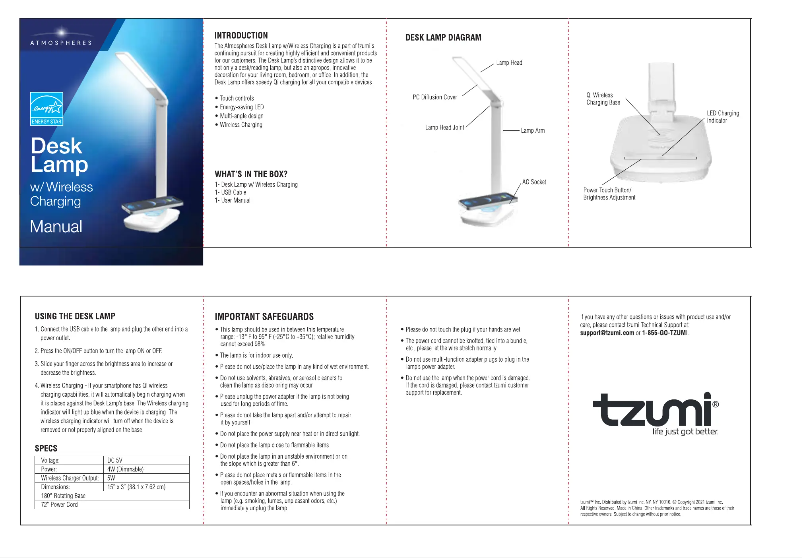 Page 1 de la notice Manuel utilisateur Atmospheres Desk Lamp