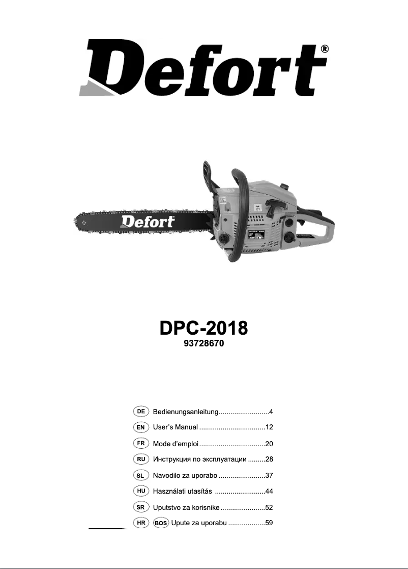 Page n°1 - Manuel utilisateur Defort DPC-2018
