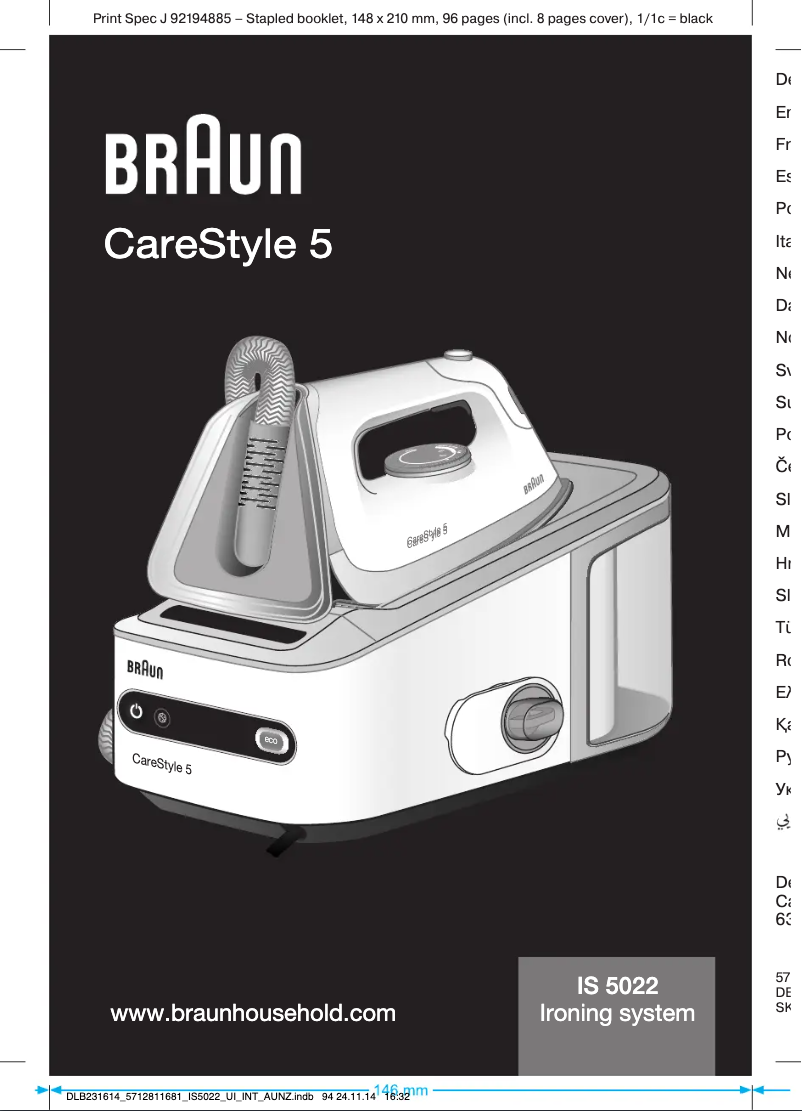Page 1 de la notice Manuel utilisateur Braun CareStyle 5 IS 5022