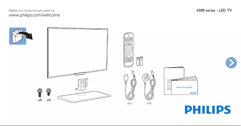 Page n°1 - Guide de démarrage rapide Philips 4000 series 40PFT4309