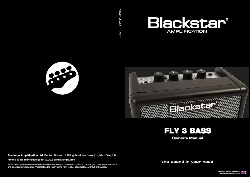 Page 1 de la notice Manuel utilisateur Blackstar FLY 3 Bass