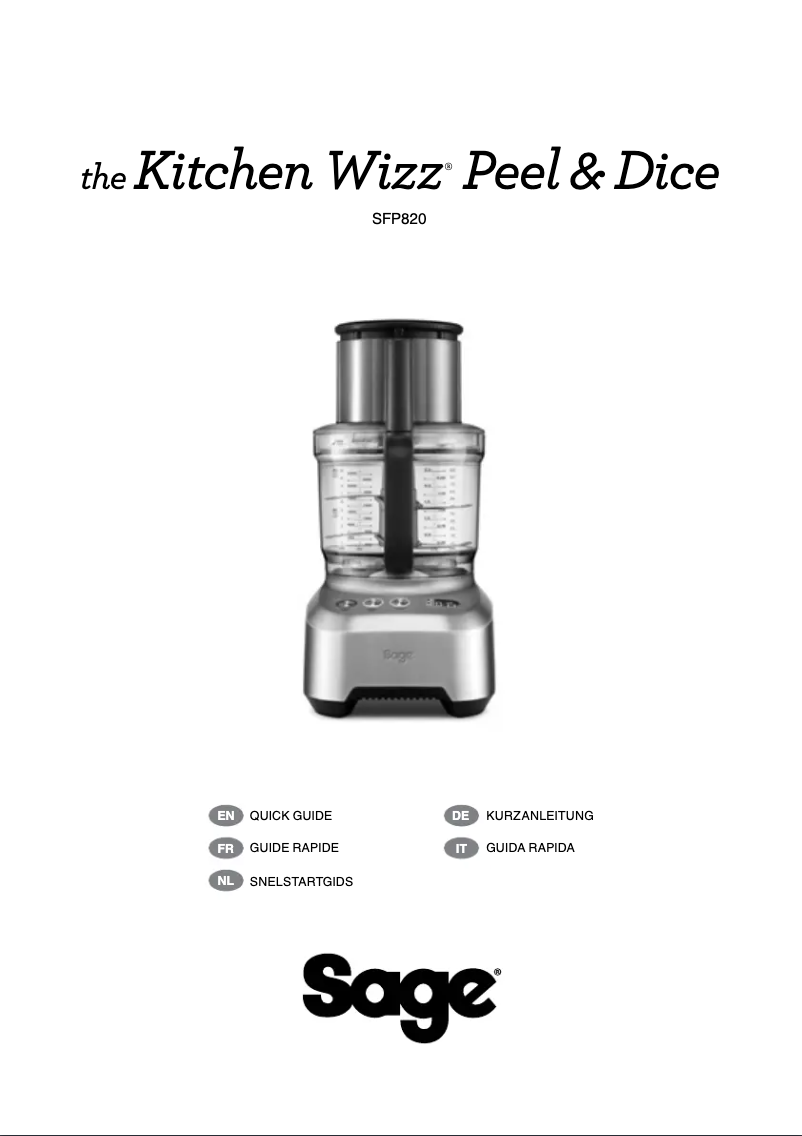 Image de la première page du manuel de l'appareil the Kitchen Wizz 16 Peel & Dice SFP820