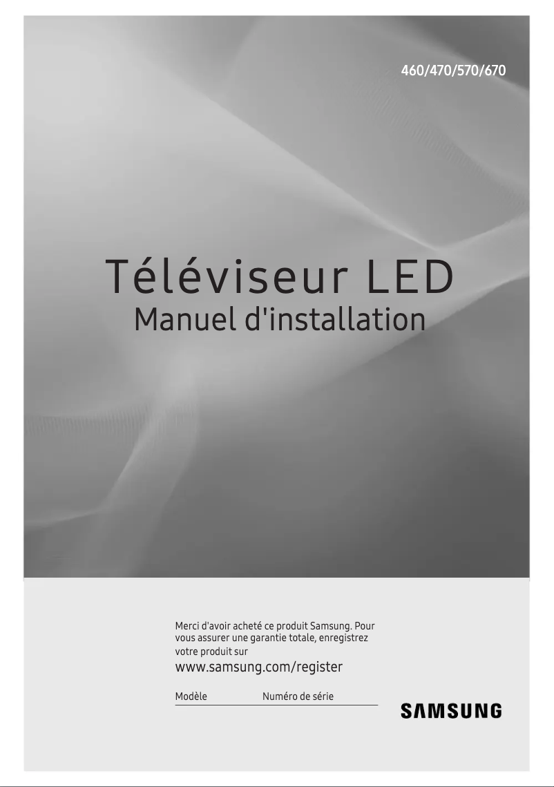 Page n°1 - Guide d'installation Samsung HG43EE670DK