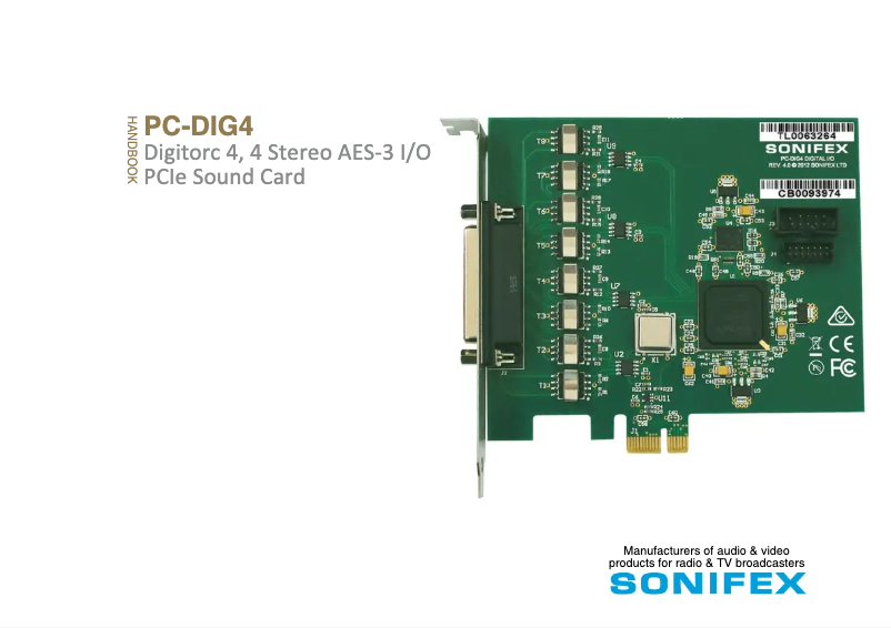 Page n°1 - Manuel utilisateur Sonifex PC-DIG4