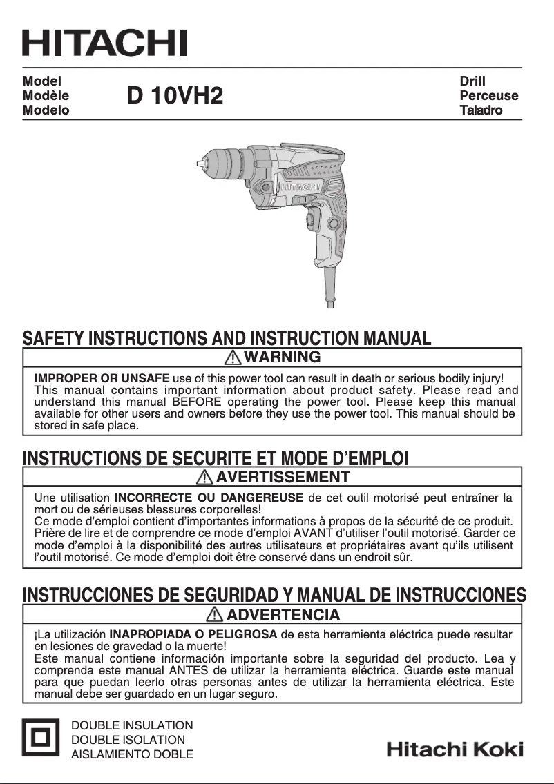 Image de la première page du manuel de l'appareil D10VH2