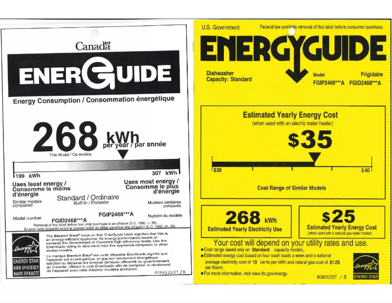 Page n°1 - Label énergétique Frigidaire FGID2468UD