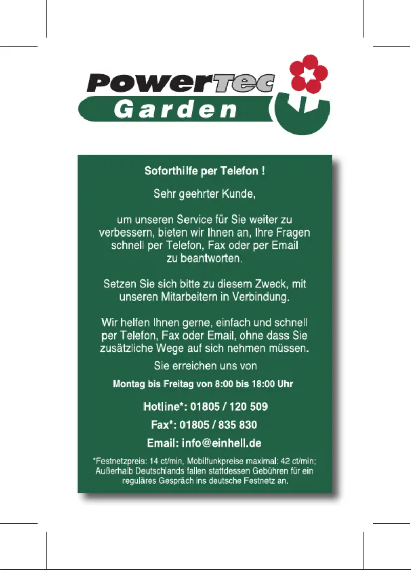 Page 1 de la notice Manuel utilisateur Powertec N-EV 1231