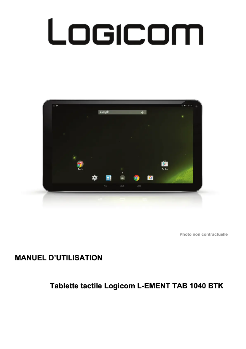 Page 1 de la notice Manuel utilisateur Logicom L-Ement Tab 1040 BTK