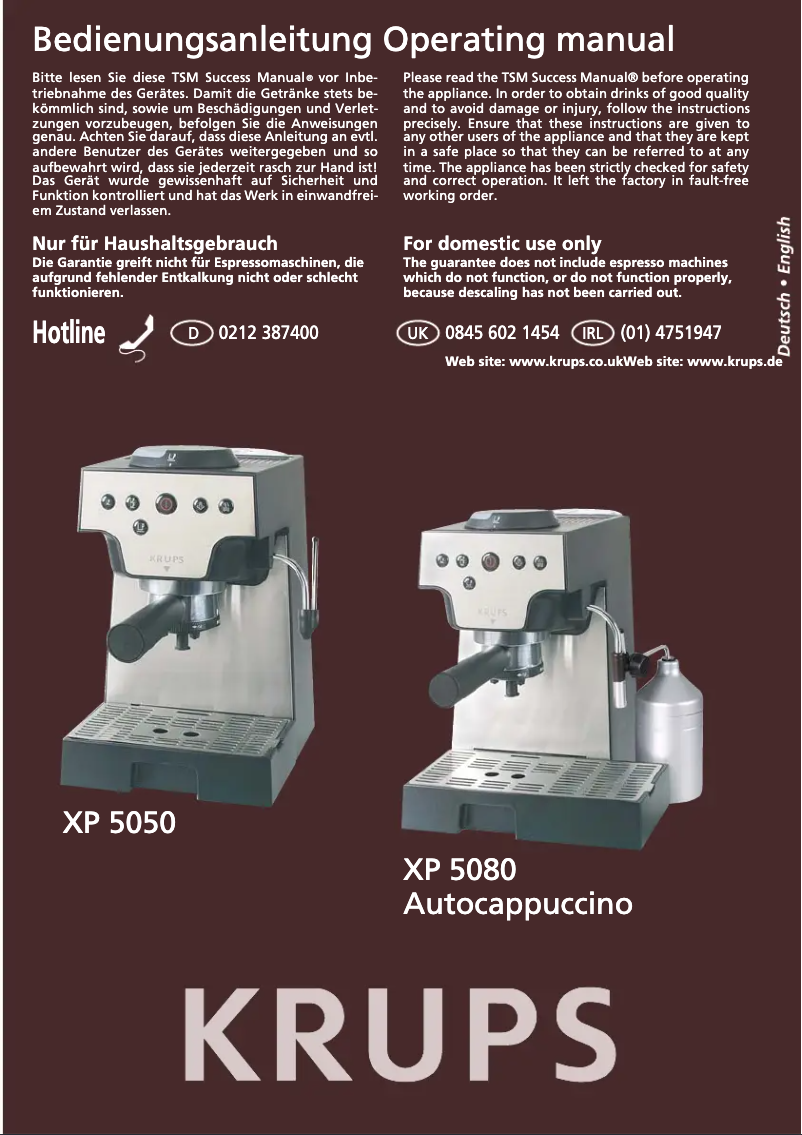 Page n°1 - Manuel utilisateur Krups XP5050