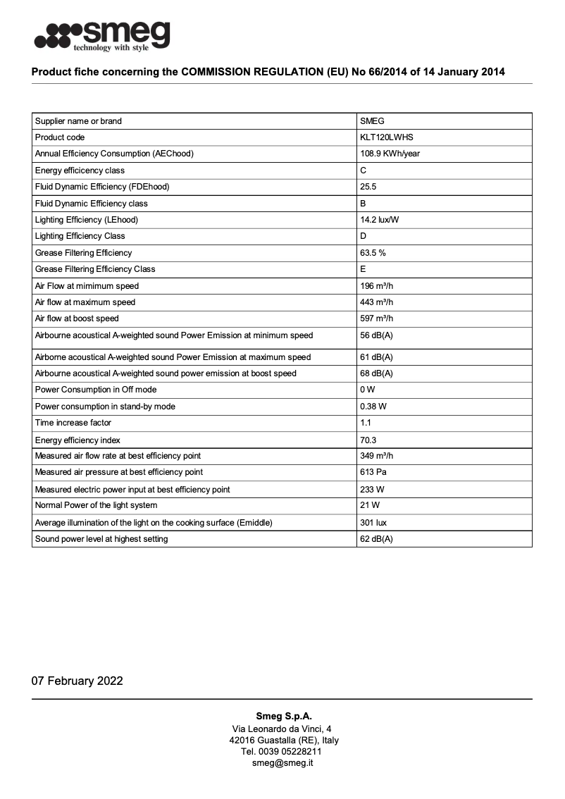 Image de la première page du manuel de l'appareil KLT120LWHS