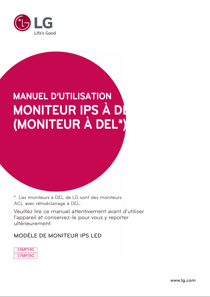 Page n°1 - Manuel utilisateur LG 24MP59G-P