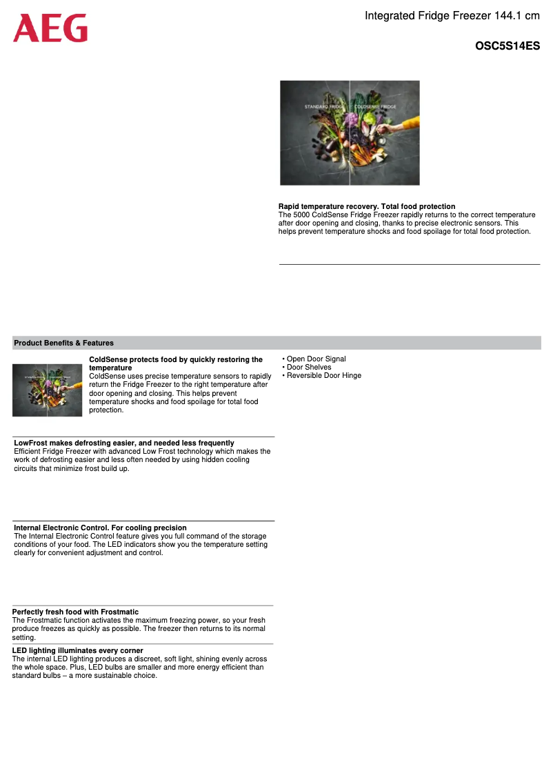 Page n°1 - Fiche technique AEG OSC5S14ES
