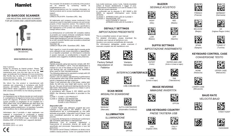 Page n°1 - Manuel utilisateur Hamlet HBCS2D300U