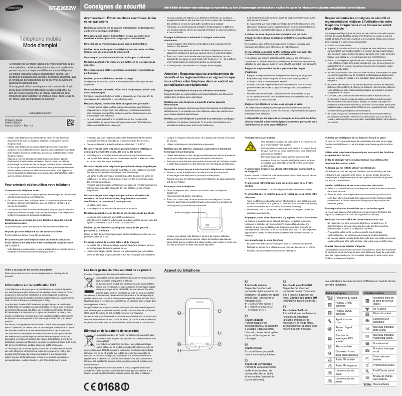 Page n°1 - Manuel utilisateur Samsung Champ Dual GT-E2652W