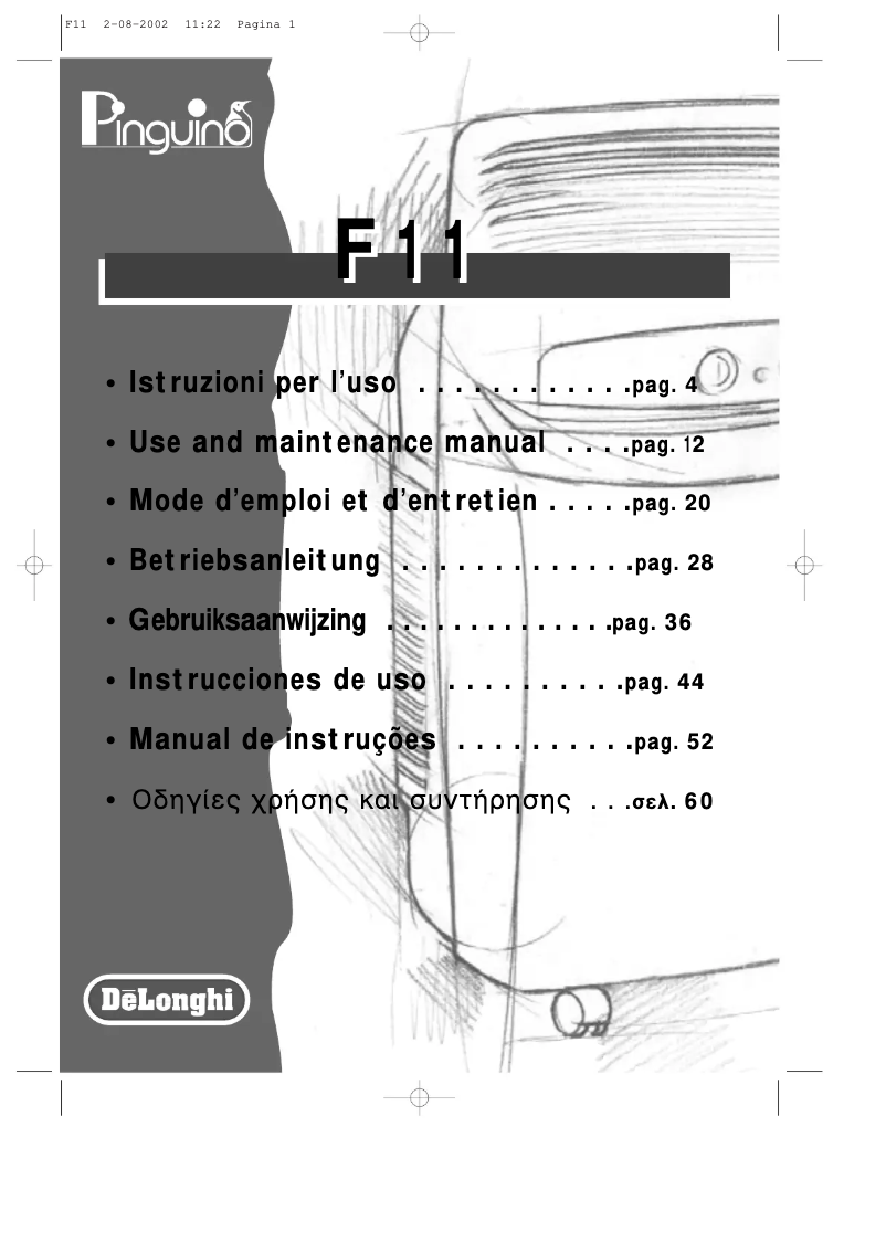 Page 1 de la notice Manuel utilisateur DeLonghi Pinguino PAC F11
