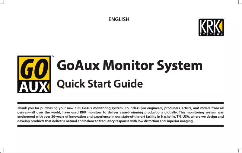 Page 1 de la notice Manuel utilisateur KRK GoAux 3