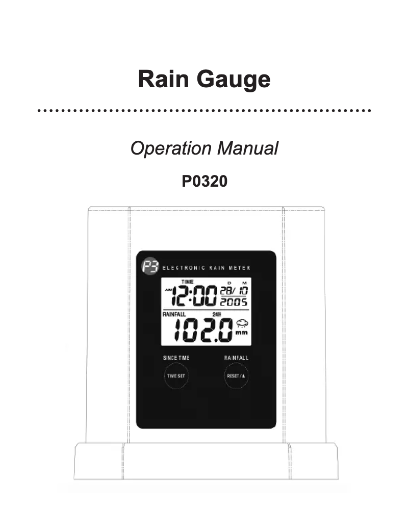 Page 1 de la notice Manuel utilisateur P3 International Rain Gauge