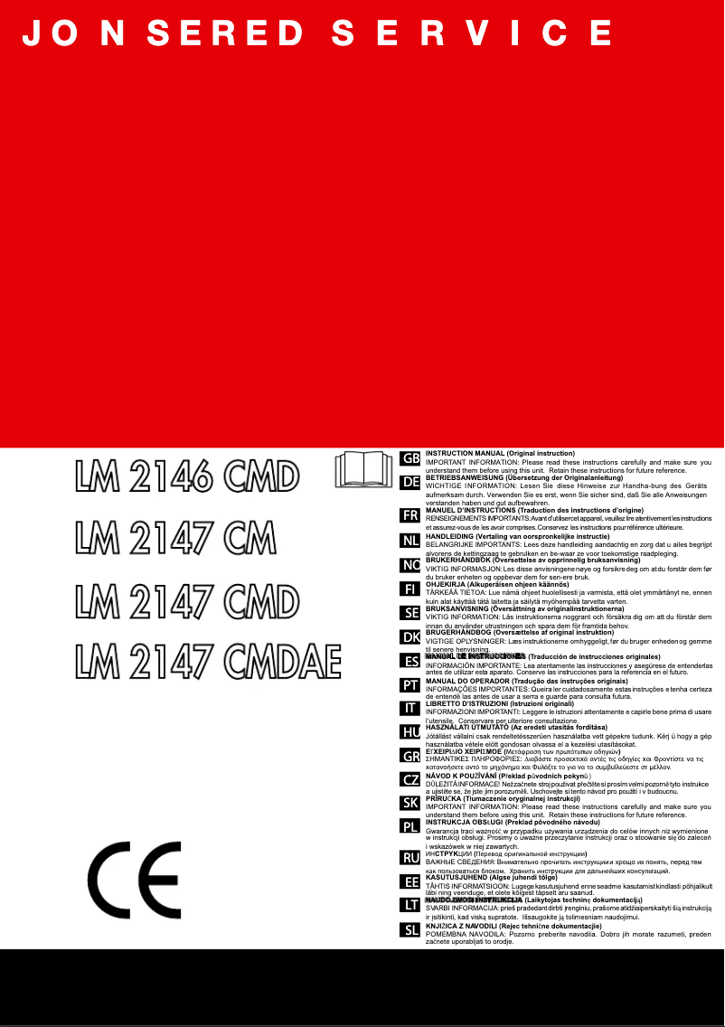 Page 1 de la notice Manuel utilisateur Jonsered LM 2147 CMDAE