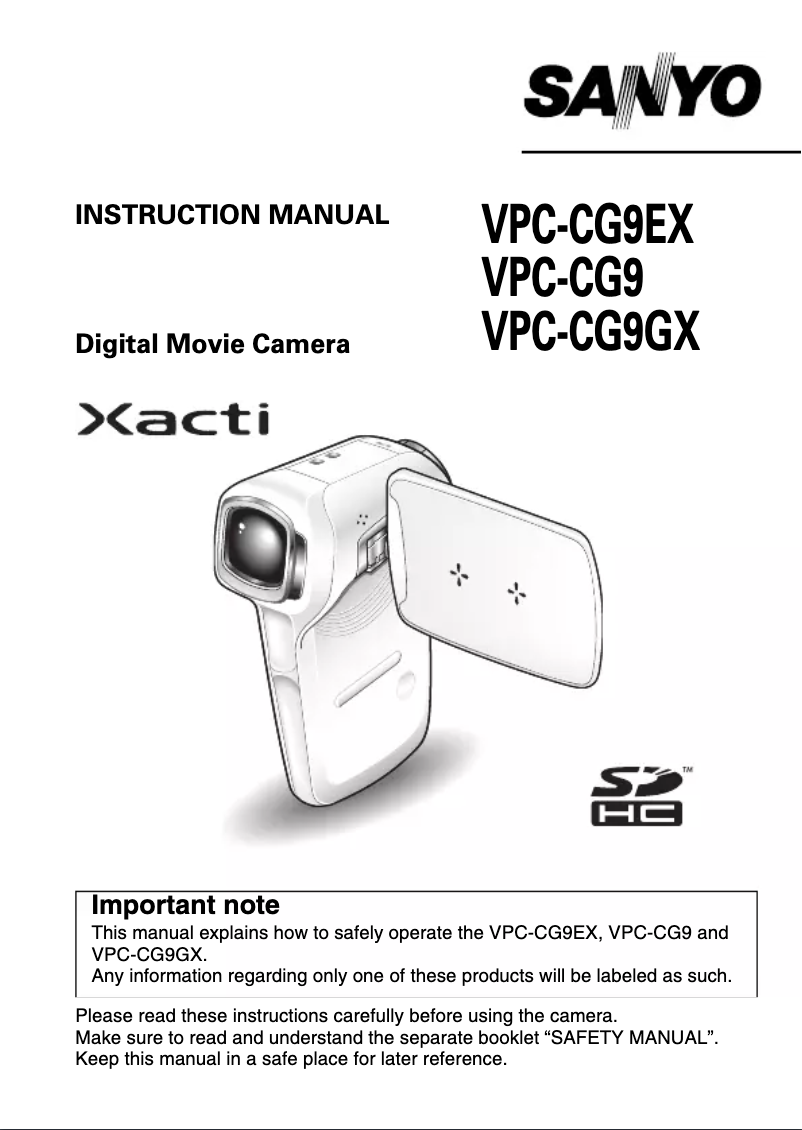 Page n°1 - Manuel utilisateur Sanyo Xacti VPC-CG9