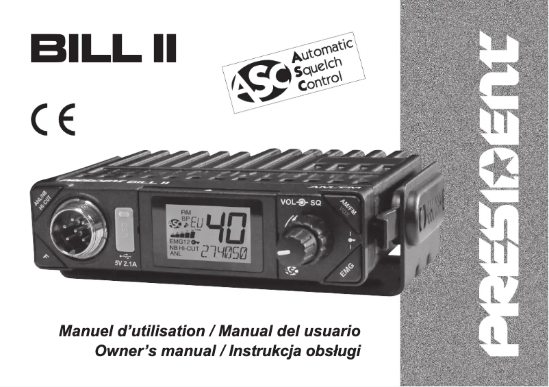 Image de la première page du manuel de l'appareil Bill II ASC TXPR101