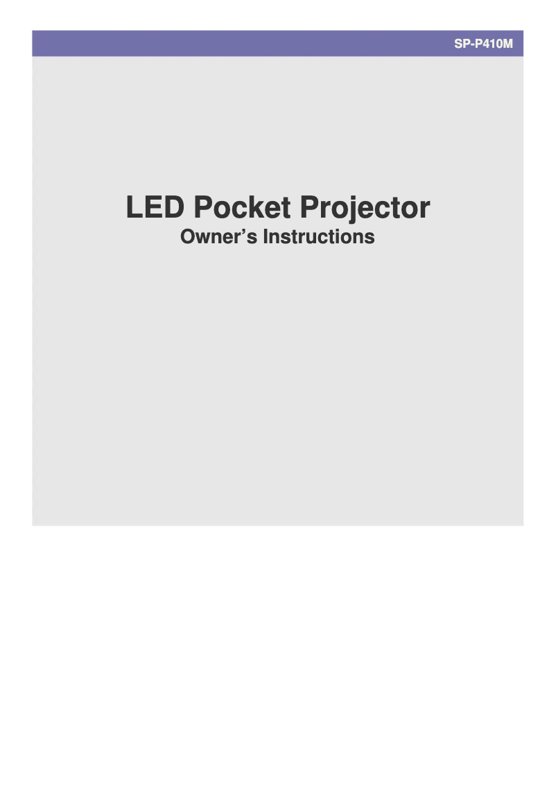 Page n°1 - Manuel utilisateur Samsung P410