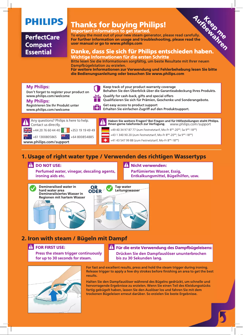 Página 1 del manual Guía de inicio rápido Philips Perfectcare Compact Essential GC6815