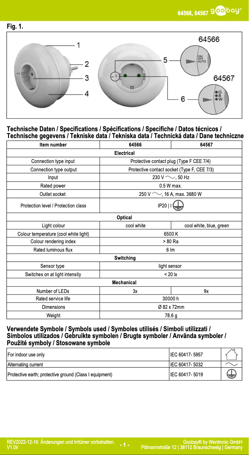 Page n°1 - Manuel utilisateur Goobay 64566