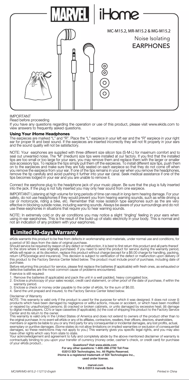 Page 1 de la notice Manuel utilisateur SDI Technologies MR-M15