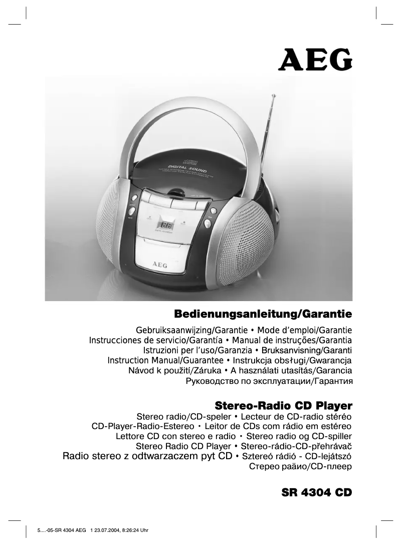 Page 1 de la notice Manuel utilisateur AEG SR 4304 CD