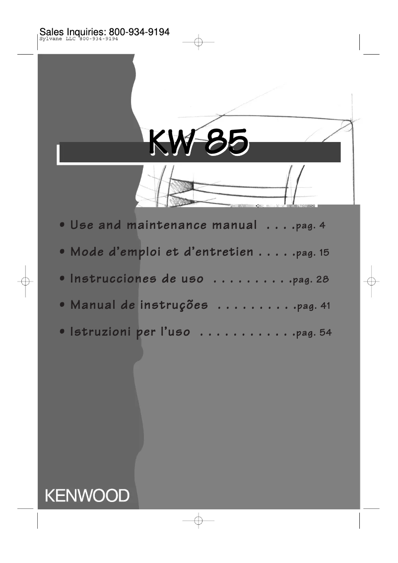 Page 1 de la notice Manuel utilisateur Kenwood KW85