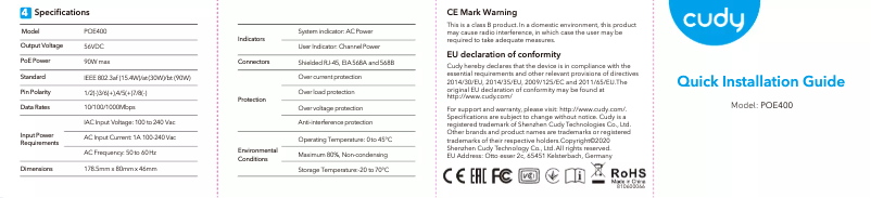 Página 1 del manual Manual de usuario Cudy POE400