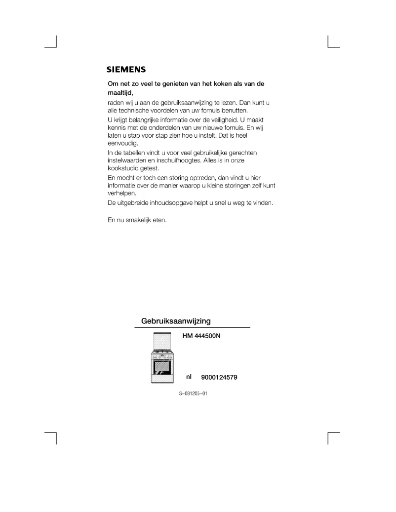 Page n°1 - Manuel utilisateur Siemens HM444500N