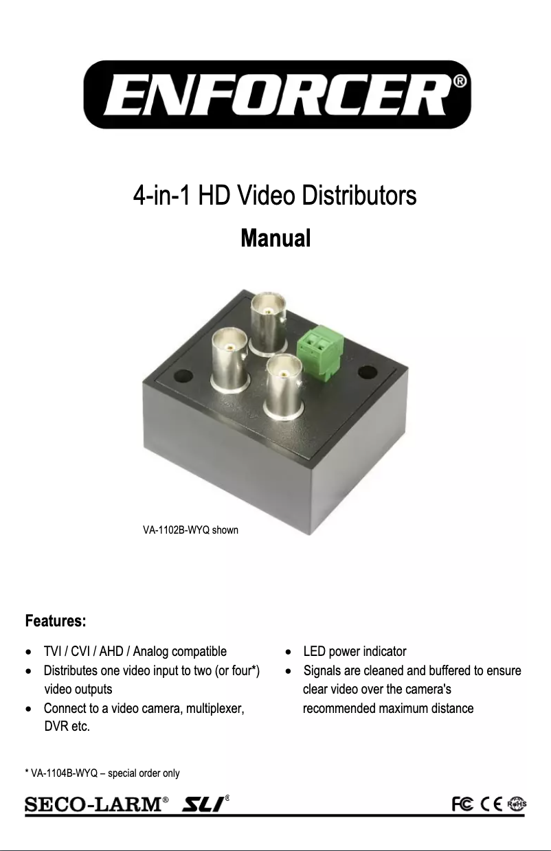 Image de la première page du manuel de l'appareil VA-1102B-WYQ