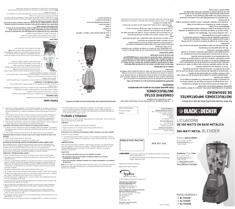 Page 1 de la notice Manuel utilisateur Black & Decker BLT5650R