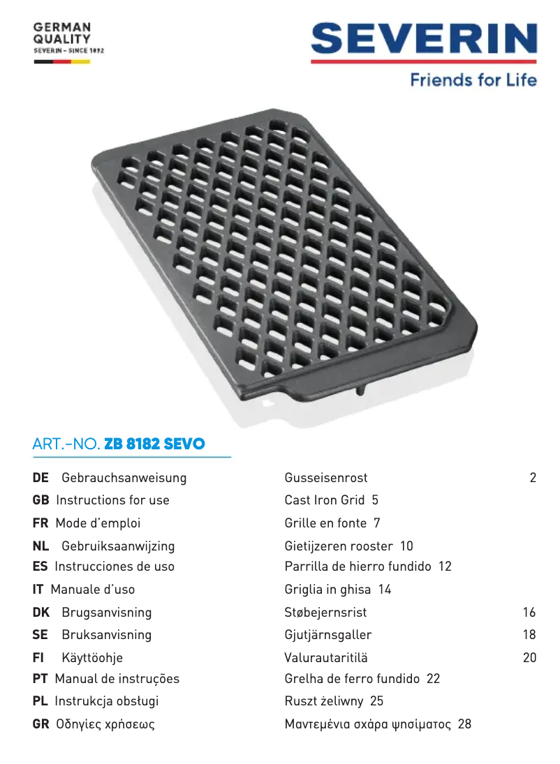 Image de la première page du manuel de l'appareil ZB 8182