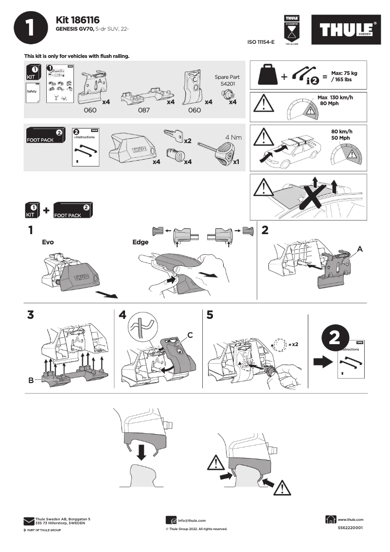 Page 1 de la notice Manuel utilisateur Thule Kit 186116