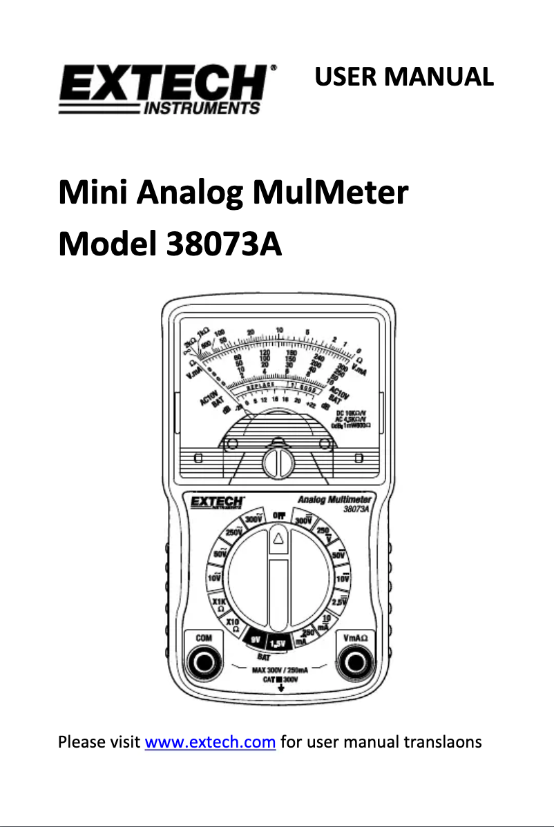 Page n°1 - Manuel utilisateur Extech 38073A