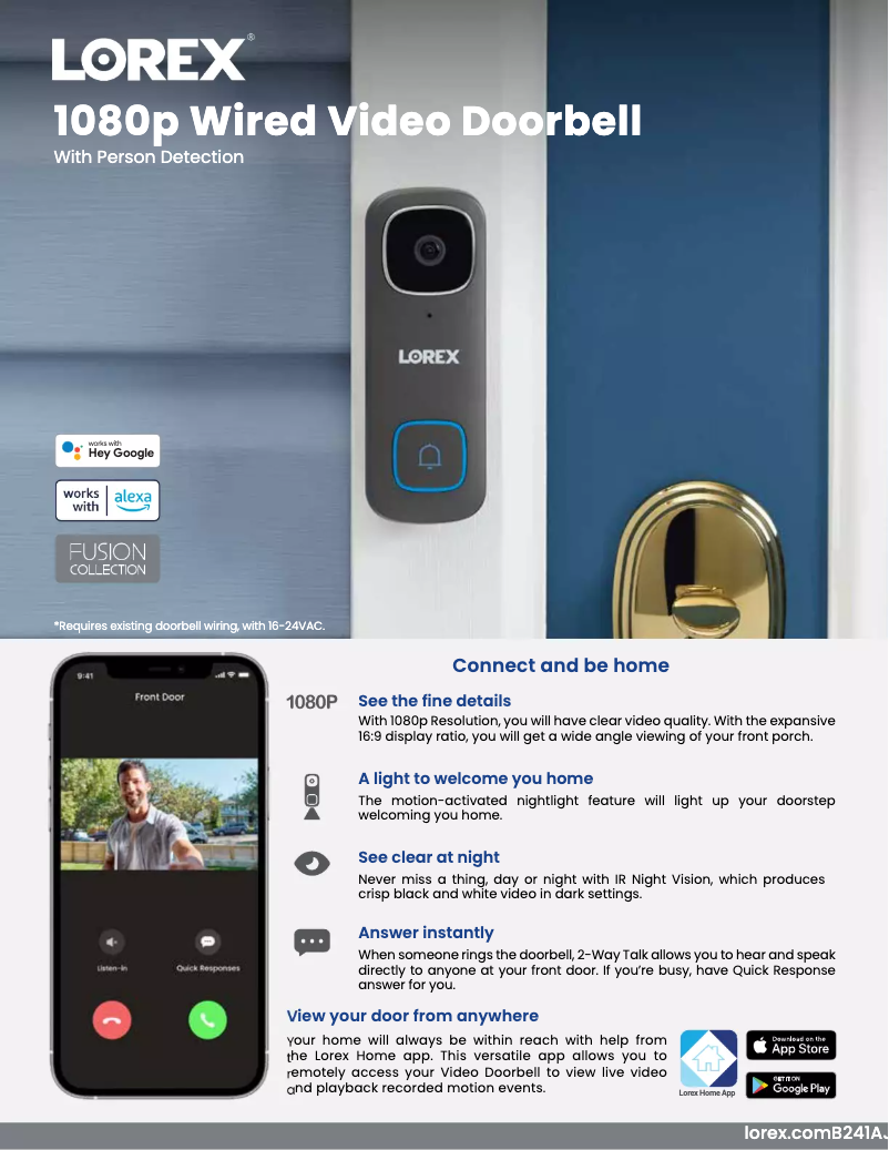 Página 1 del manual Ficha técnica Lorex B241AJD-F