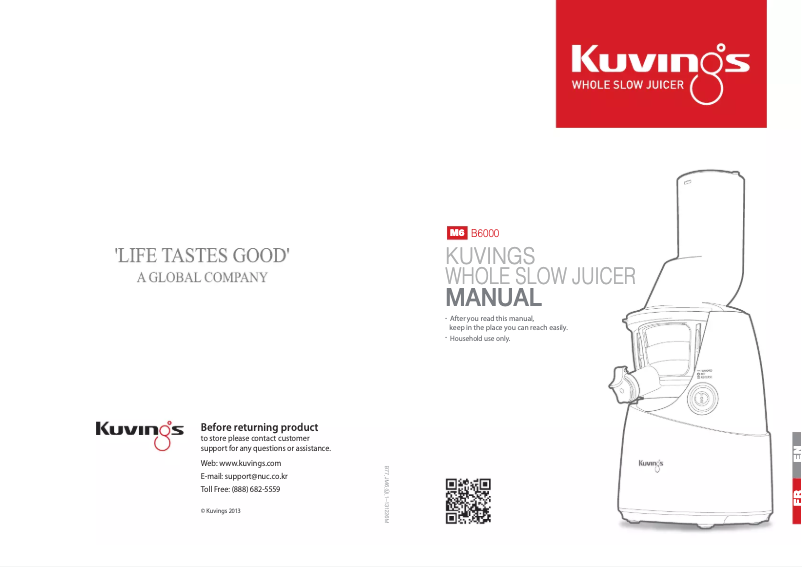 Page 1 de la notice Manuel utilisateur Kuvings Big Mouth