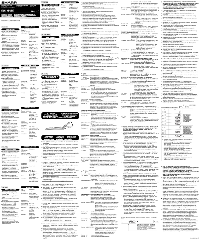 Page n°1 - Manuel utilisateur Sharp EL337CB