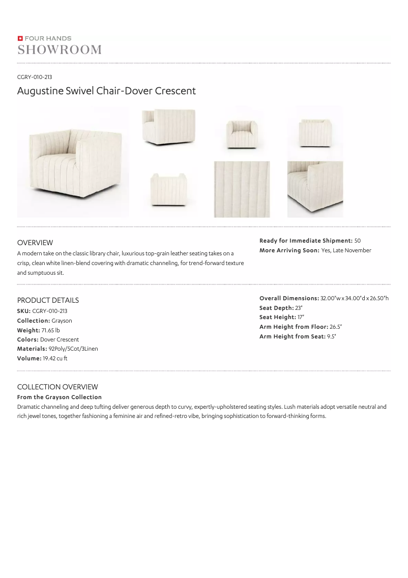 Page 1 de la notice Manuel utilisateur Four Hands CGRY-010-213