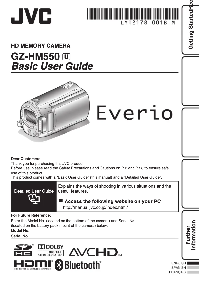 Page 1 de la notice Manuel utilisateur JVC Everio GZ-HM550