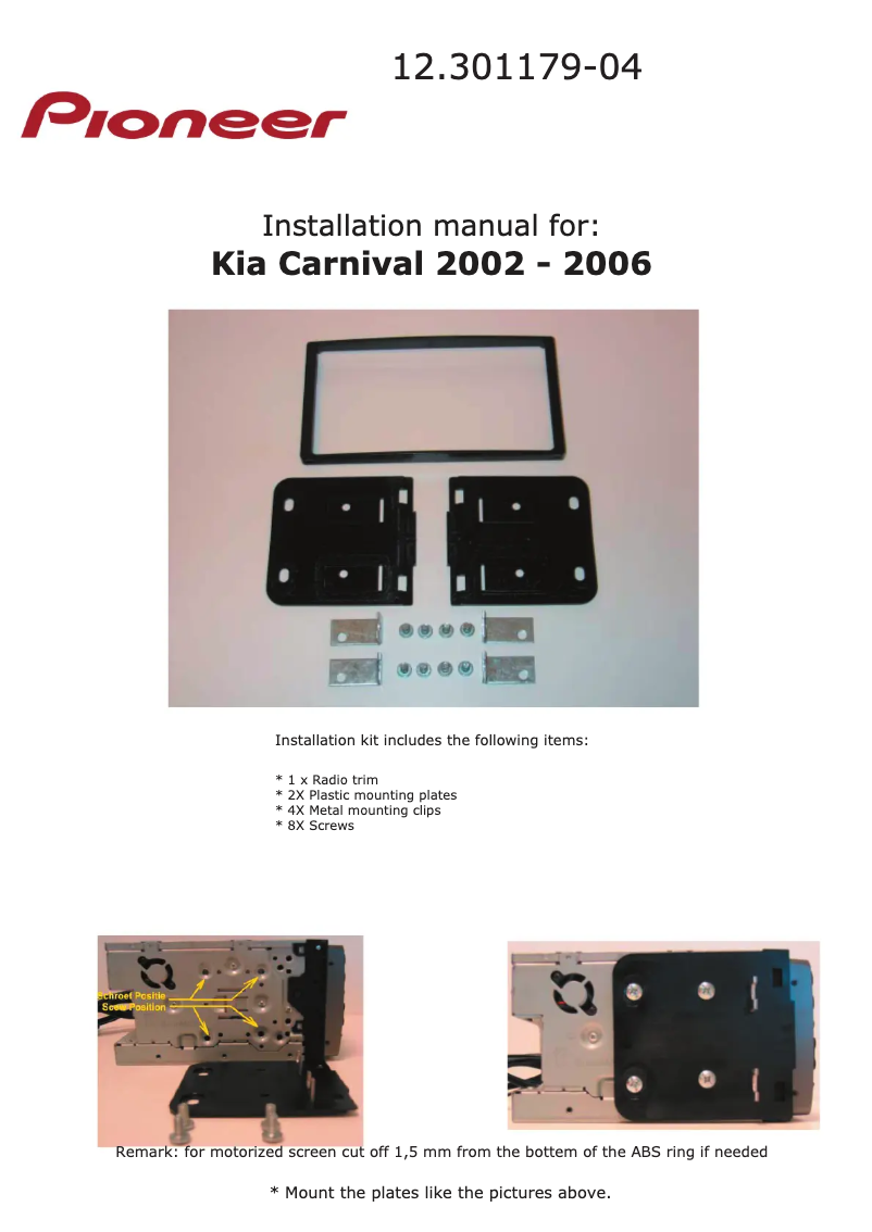 Page 1 de la notice Manuel utilisateur Pioneer 12.301179-24