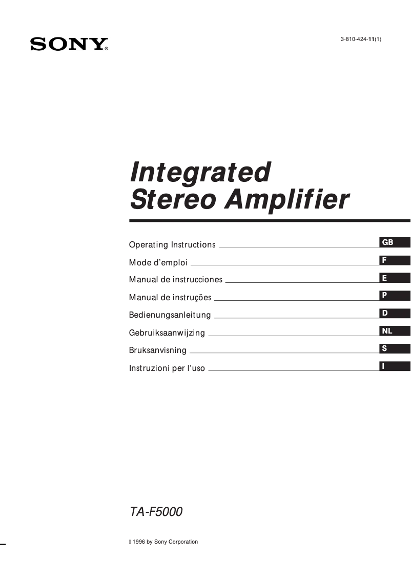 Image de la première page du manuel de l'appareil TA-F5000